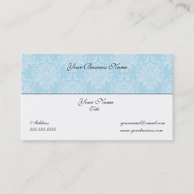 Blue Damask Bisiness Card (Front)