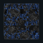 Blue Damask Black Floral Wedding Pocket Square Bandana<br><div class="desc">A dramatic black and blue wedding pocket square to match the wedding neck tie featuring black and blue floral damask mixed with black and grey vintage florals. Makes a perfect pocket square for groom and groomsmen.</div>