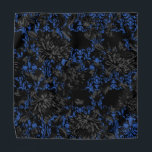 Blue Damask Black Floral Wedding Pocket Square Bandana<br><div class="desc">A dramatic black and blue wedding pocket square to match the wedding neck tie featuring black and blue floral damask mixed with black and grey vintage florals. Makes a perfect pocket square for groom and groomsmen.</div>