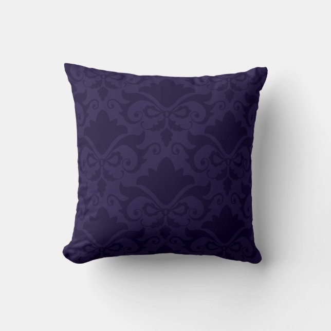 Blue Damask Bows Reversible Cushion (Front)