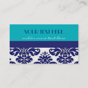 Blue Damask Business Cards