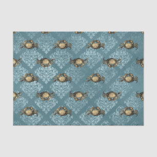 Blue Damask Crab Tissue Paper