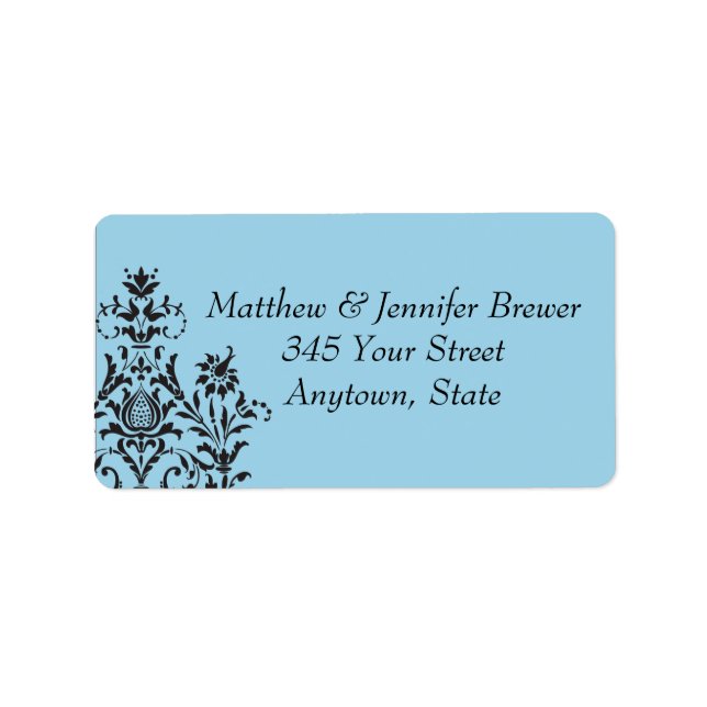 Blue Damask Envelope Address Labels (Front)