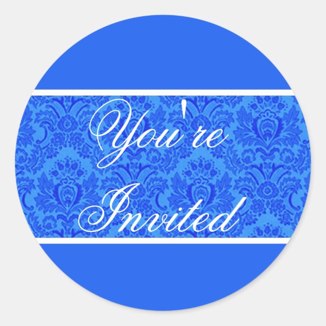 Blue Damask Envelope Seal (Front)