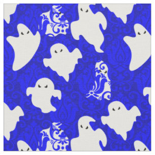 blue damask ghost halloween paranormal apparition fabric