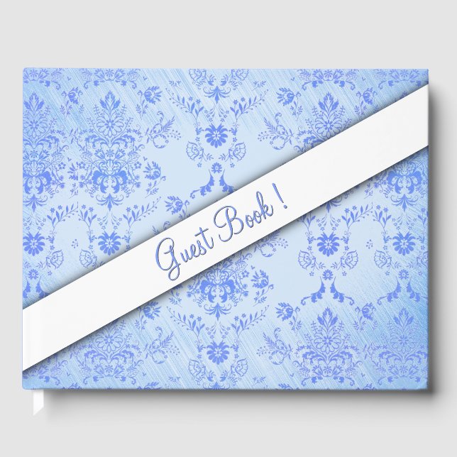 Blue Damask Guest Book (Front)