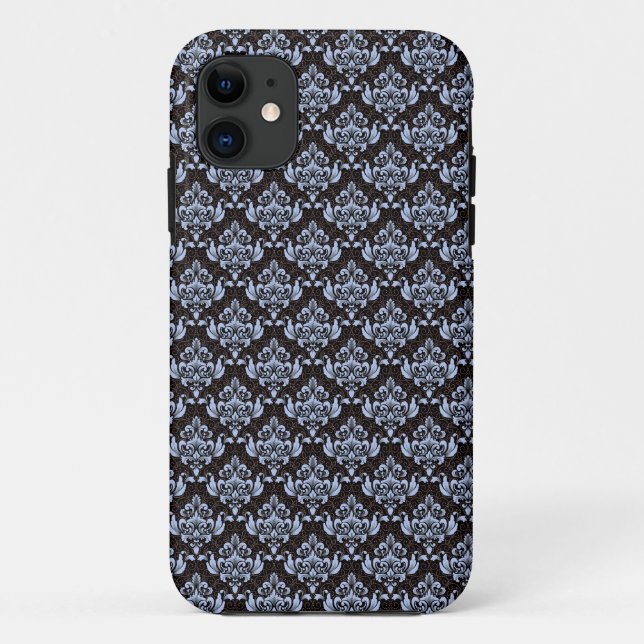 Blue Damask iPhone 11 Case (Back)