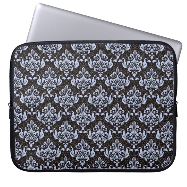 Blue Damask Laptop Sleeve (Front)