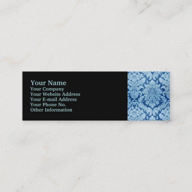 BLUE DAMASK MINI BUSINESS CARD (Front)