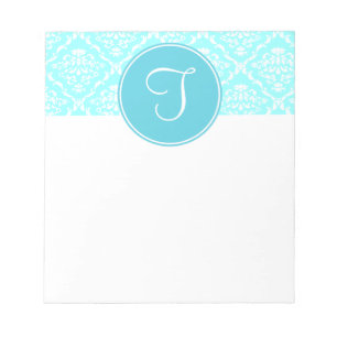 Blue Damask Monogram Notepad