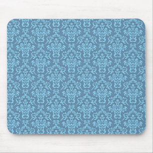 Blue Damask Pattern Mouse Pad