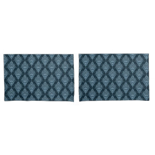 Blue Damask Print Pillowcase Set