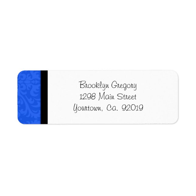 Blue Damask Return Address Label (Front)