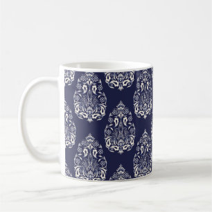 blue damask seamless pattern element coffee mug