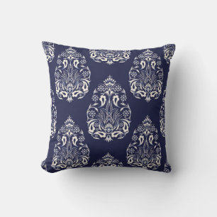 blue damask seamless pattern element cushion