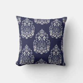 blue damask seamless pattern element cushion
