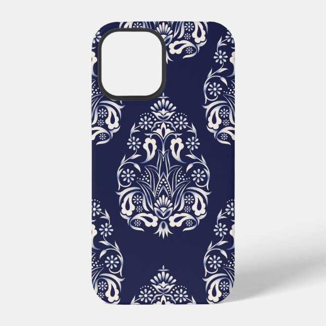 blue damask seamless pattern element iPhone case (Back)