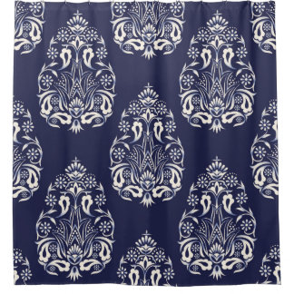 blue damask seamless pattern element shower curtain