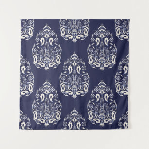 blue damask seamless pattern element tapestry
