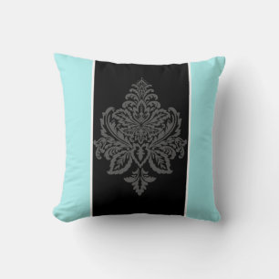 Blue, damask throw pillow