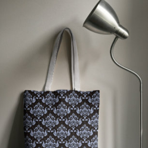 Blue Damask Tote Bag