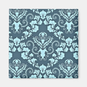 Blue damask vintage pattern magnet