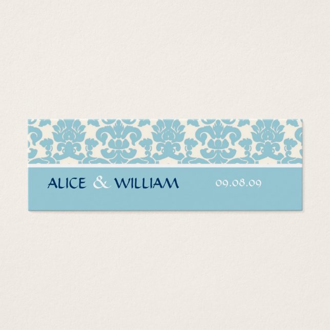 BLUE DAMASK WEDDING FAVOR TAG (Front)