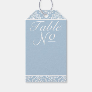 Blue Damask Wedding Reception Table Number- Gift Tags