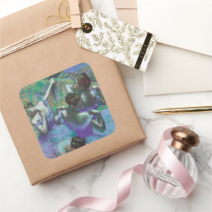 Blue Dancers by Edgar Degas, Vintage Impressionism Square Sticker