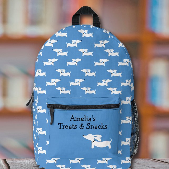 Blue Dancing Dachshunds Bag for Wiener Dog Moms (Blue wiener doxie gear for back to school)