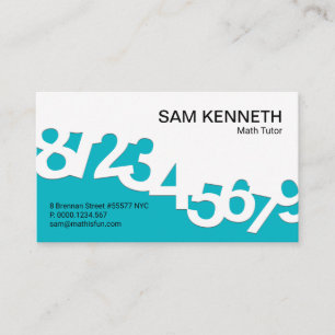 Blue Dancing Numbers Wave Math Tutor Business Card