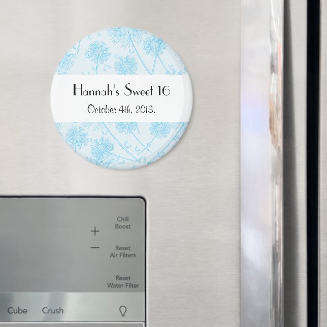 Blue Dandelion Flowers, Floral Sweet 16 Magnet (In Situ (Fridge))