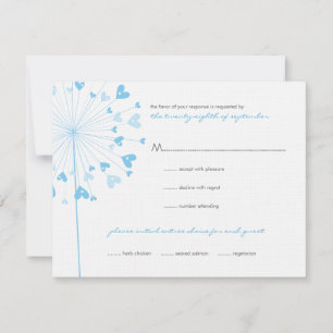 Blue Dandelion Flowers Love Wedding RSVP Card