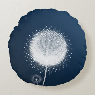 Blue Dandelion Fluff Decorative Throw Pillow