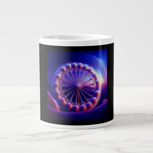 Blue Dandelion Fractal Large Coffee Mug (Front)