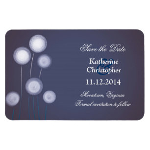 blue dandelions modern save the date magnets