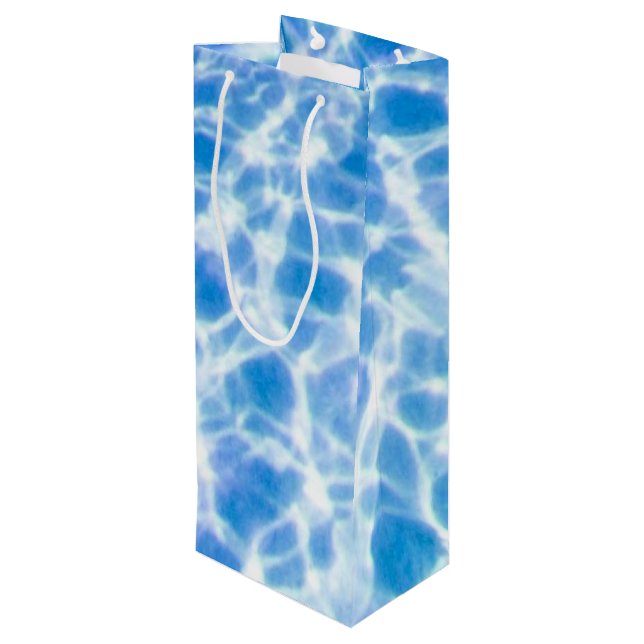 Blue Dappled Water Wine Gift Bag (Back Angled)