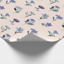 Blue Dark and green floral birthday wrapping paper