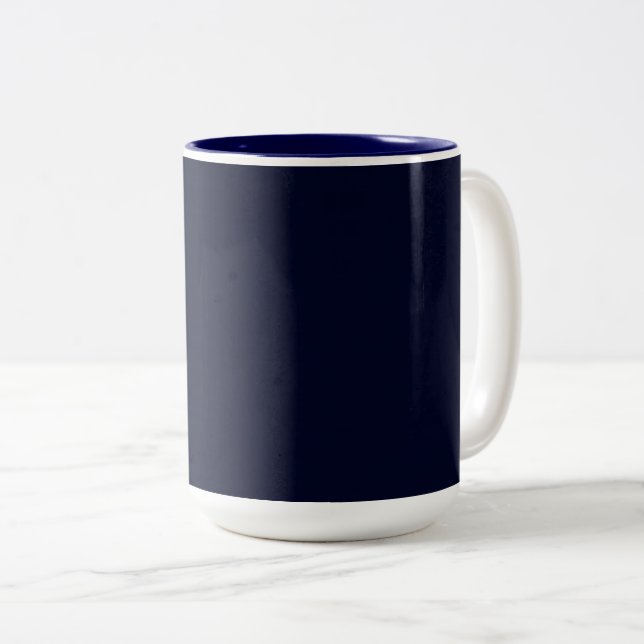 Blue Dark Elegant and Simple Two-Tone Coffee Mug (Front Right)