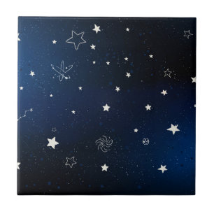 Blue Dark Galaxy Ceramic Tile