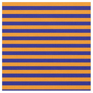 Blue & Dark Orange Stripes Pattern Fabric