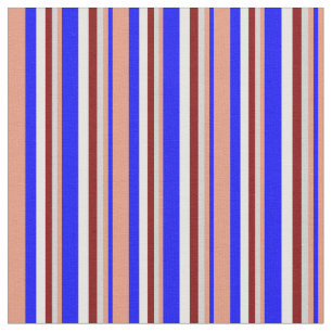 Blue, Dark Salmon, Light Grey, Maroon & White Fabric