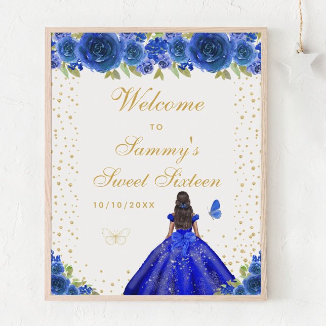 Blue Dark Skin Girl Sweet Sixteen Welcome Poster (Creator Uploaded)