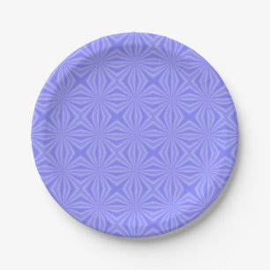 Blue Dark Squiggly Squares Paper Plate