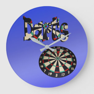 Blue Darts Logo Dartboard Design, Large Clock