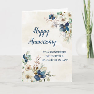 Blue Daughter & Daughter inLaw Wedding Anniversary Card