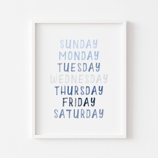 Blue days of week educational poster (Creator Uploaded)