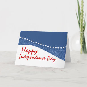 Blue Dazzling Star Curves July 4th Greeting Card