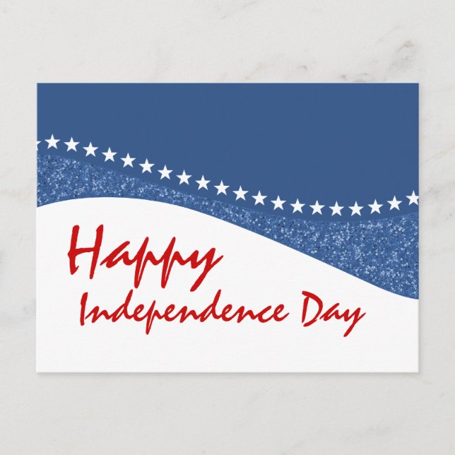 Blue Dazzling Star Curves July 4th Postcard (Front)