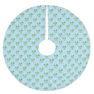 Blue Deck The Palms Tropical Christmas Santa Flami Brushed Polyester Tree Skirt